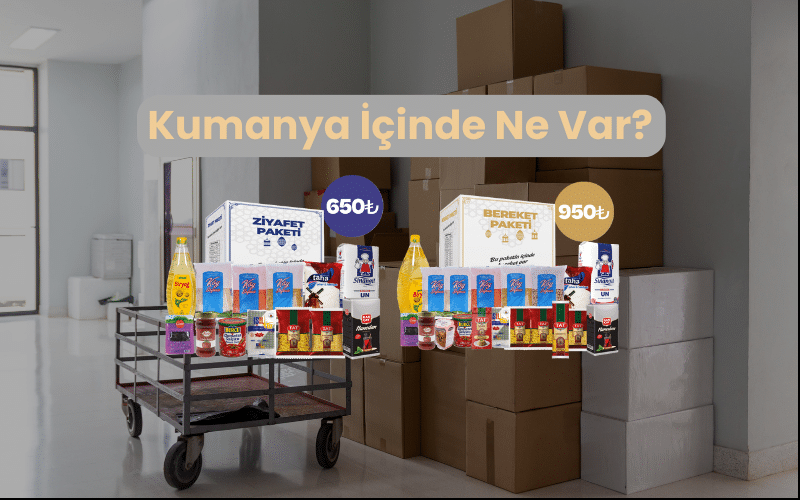 "Bir kumanya paketinin içeriği: pirinç, bulgur, makarna, şeker, çay ve temel gıda ürünleri - Kumanya İçinde Ne Var?"